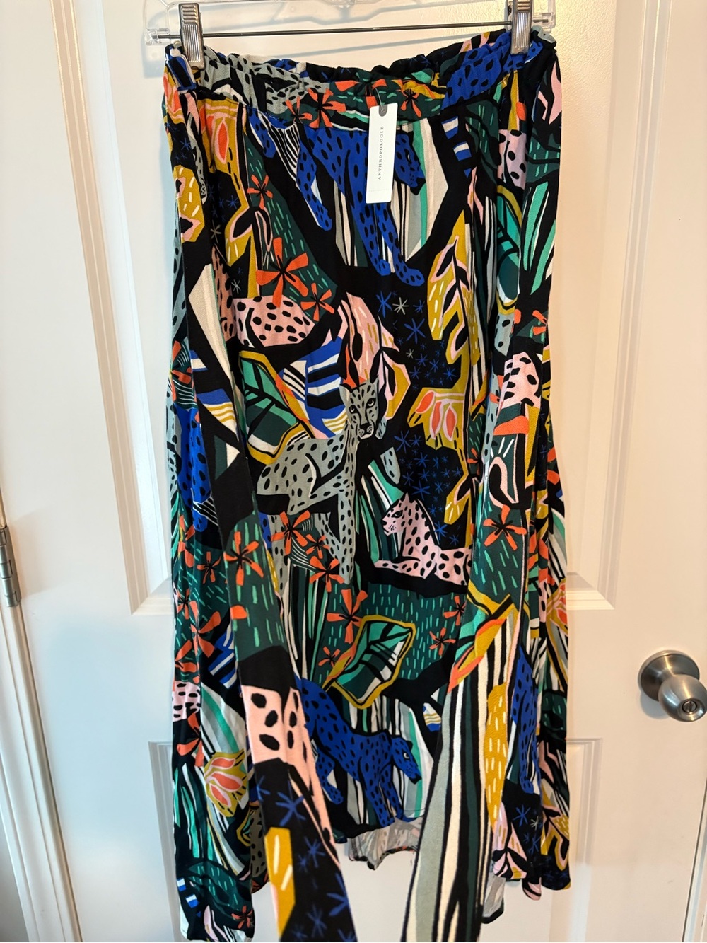 Anthropologie Multicolor Abstract Animal-Cat Print Size Medium Maxi Skirt NWT - Picture 2 of 13
